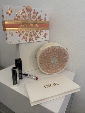 Dior Mother’s Day Butterfly Mesh Pouch + 405 Rosy Dior Lipstick NIB